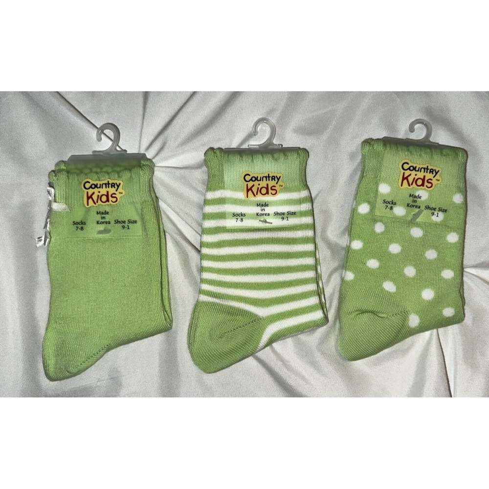New Country Kids Socks Size 7-8 Girls Shoes Size 9-1 Age 3 to 7 yrs Green